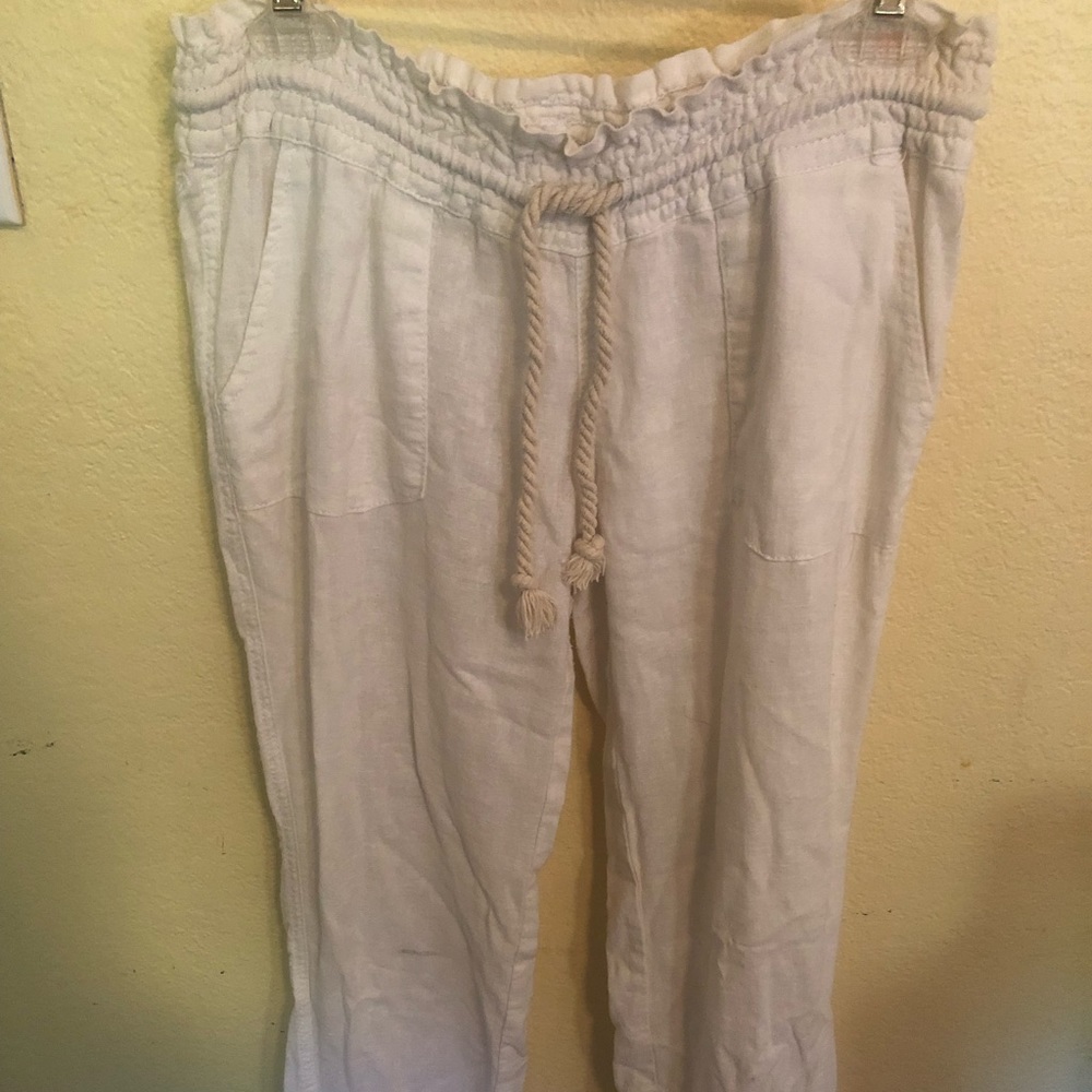 ROXY women’s white linen pants size small